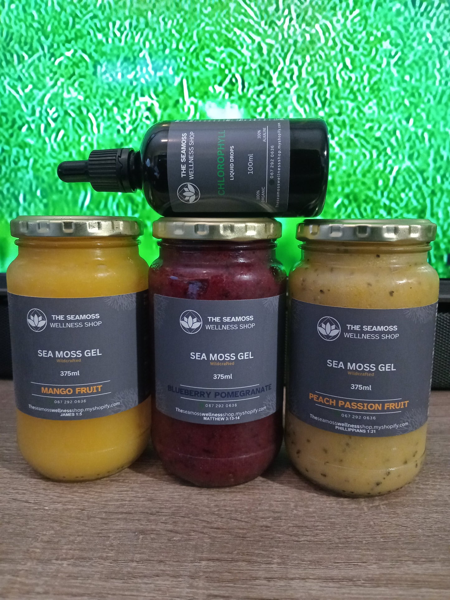 3X SEA MOSS GELS 375ml PLUS CHLOROLOPHYLL DROPS 100ml - SPECIFY FLAVORS IN SHIPPING NOTE