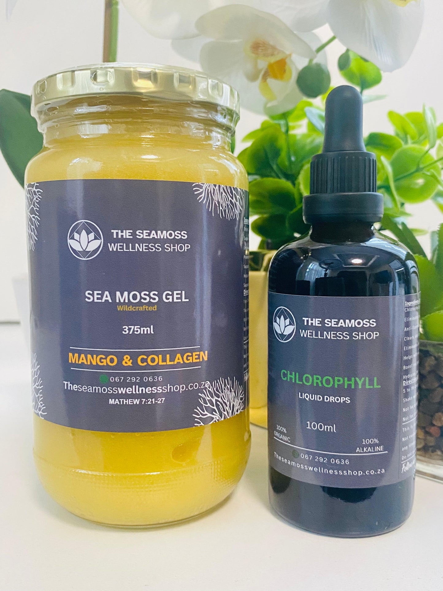 SEA MOSS GEL 375ml PLUS CHLOROPHYLL LIQUID DROPS 100ml